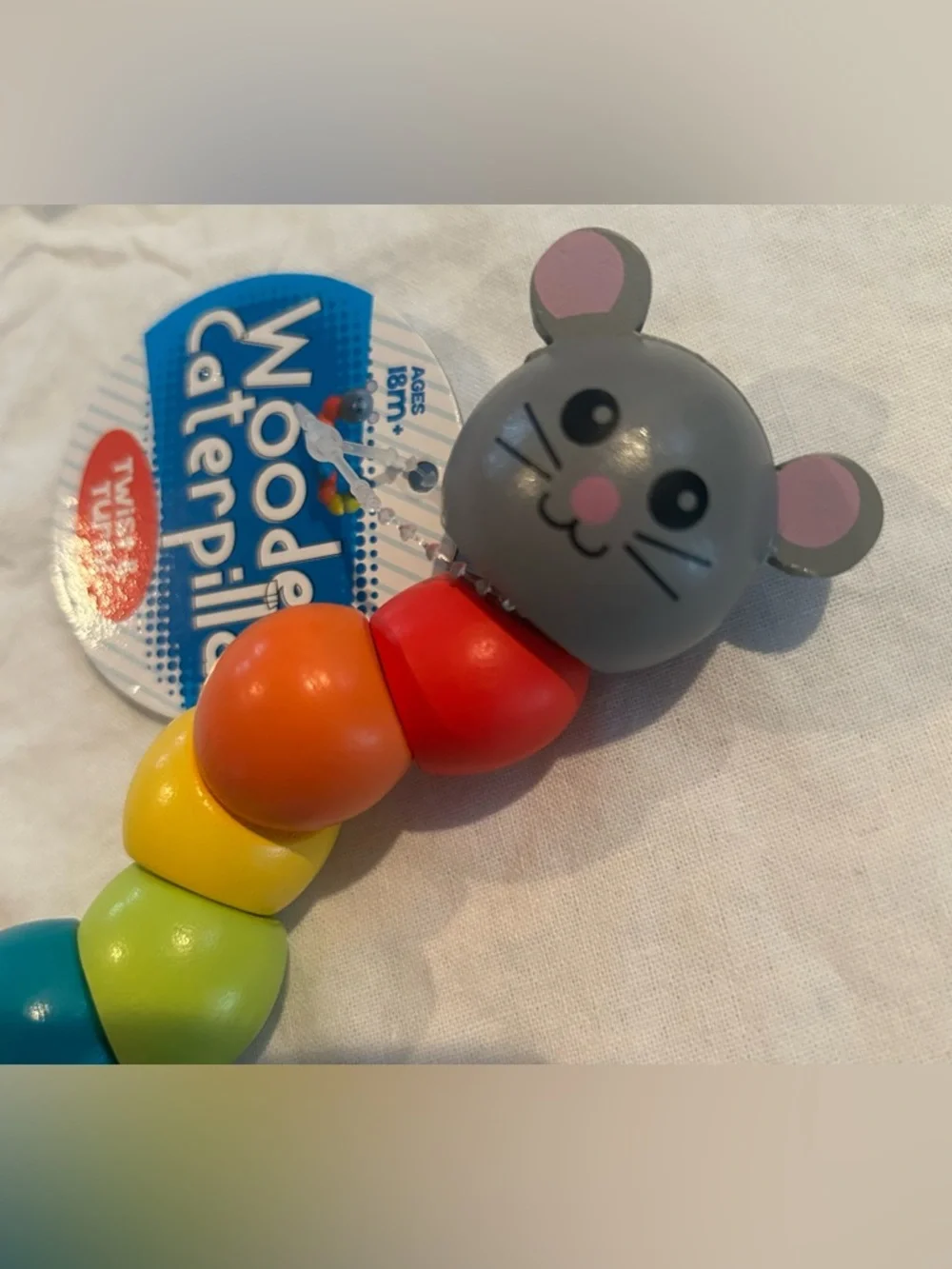 Wooden Caterpillar Mouse Toy 18m+ NWT